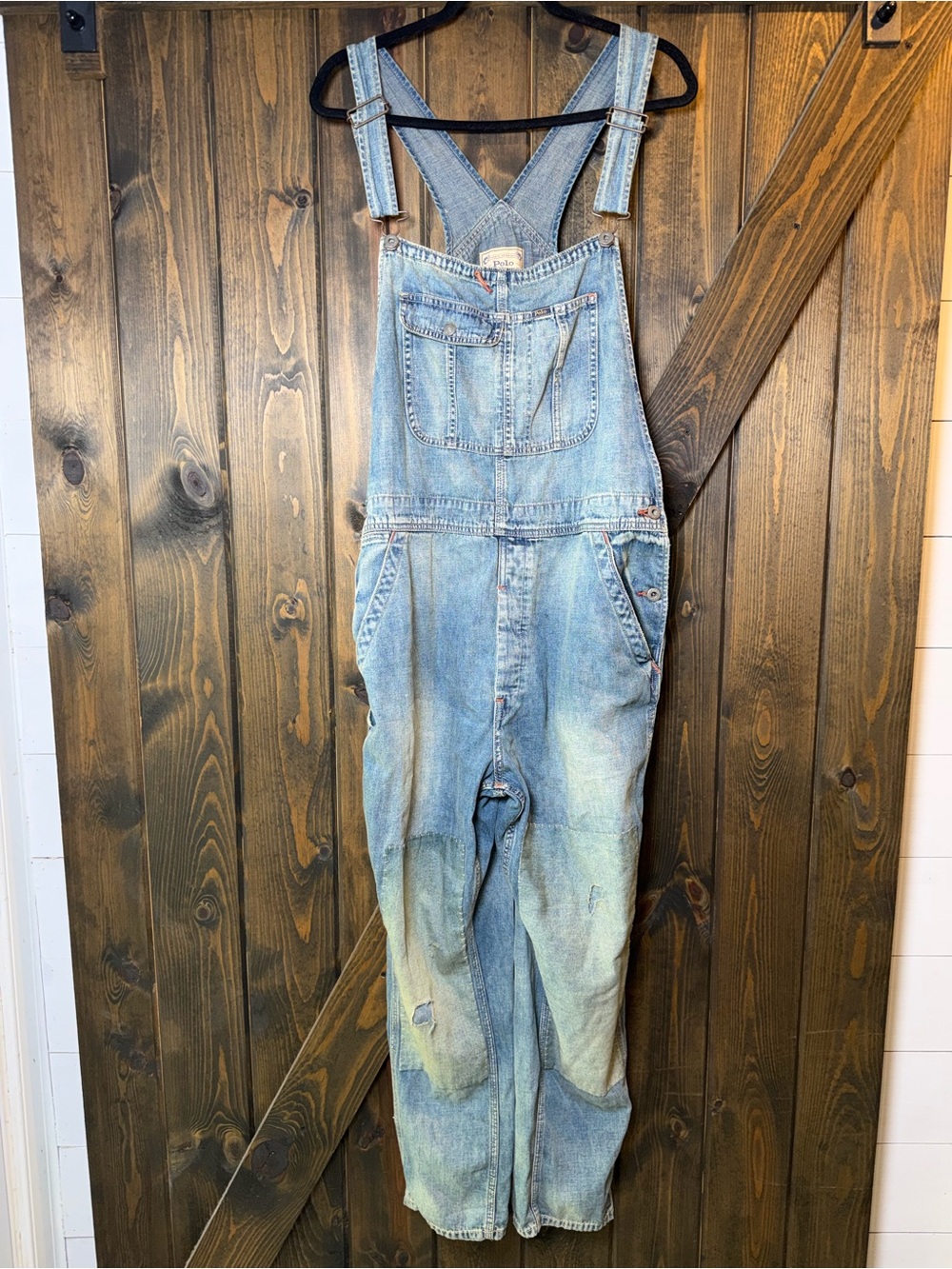 VTG  Polo Ralph Lauren Patchwork Overalls Distressed